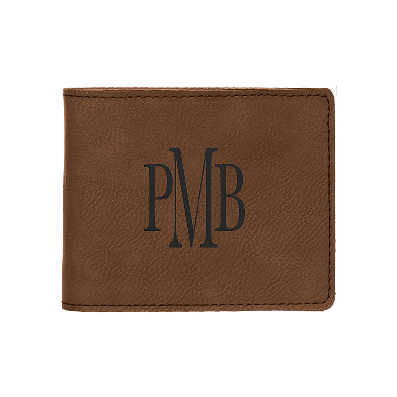Dompet Lelaki Bifold Kulit Boleh Laser dengan Poket Syiling