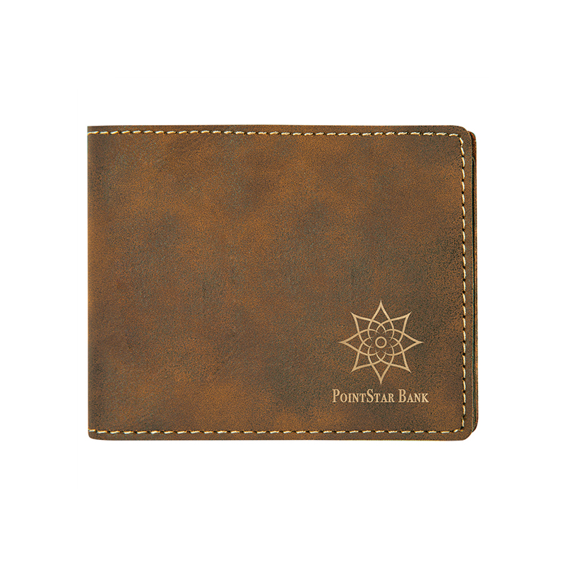 Dompet Lelaki Bifold Kulit Boleh Laser dengan Poket Syiling