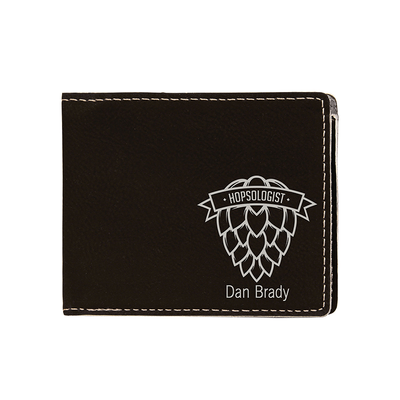 Dompet Lelaki Bifold Kulit Boleh Laser dengan Poket Syiling