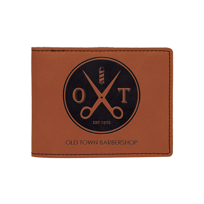 Dompet Lelaki Bifold Kulit Boleh Laser dengan Poket Syiling