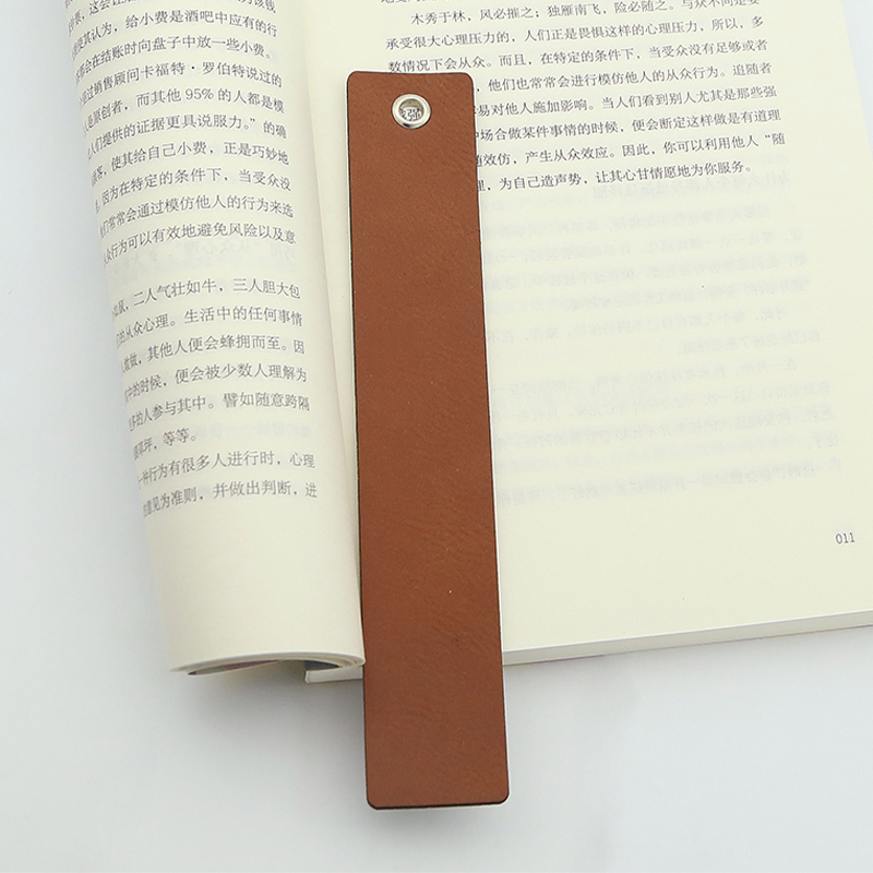 Penanda Buku Bentuk Panjang Kulit Kulit Boleh Laser