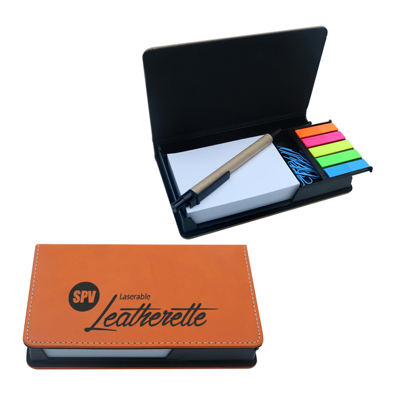 Pemegang Notepad Segi Empat Kulit Kulit Boleh Laser