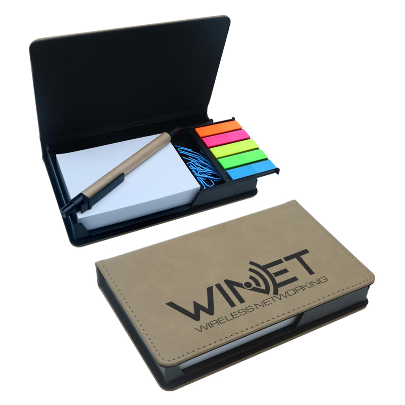 Pemegang Notepad Segi Empat Kulit Kulit Boleh Laser
