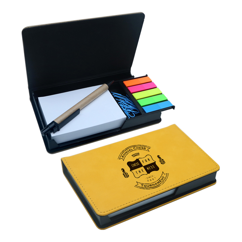 Pemegang Notepad Segi Empat Kulit Kulit Boleh Laser