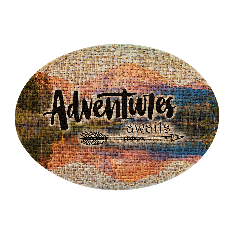 Tampalan Bujur Boleh Sublimat 3 1/2' x 2 1/2' Burlap dengan Pelekat