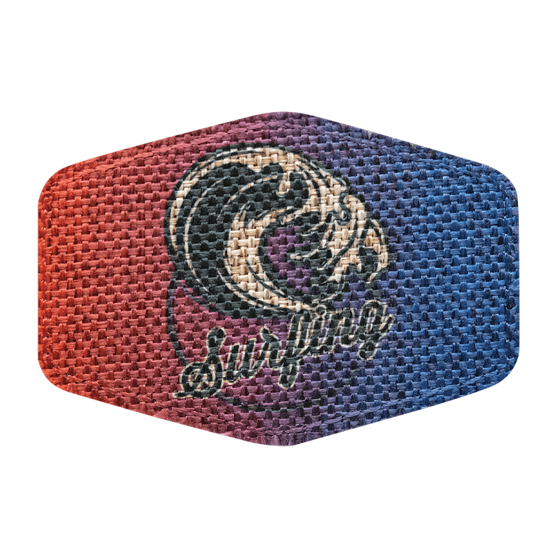 Tampalan Boleh Sublimat Hex Burlap 3 1/2' x 2 1/2' dengan Pelekat