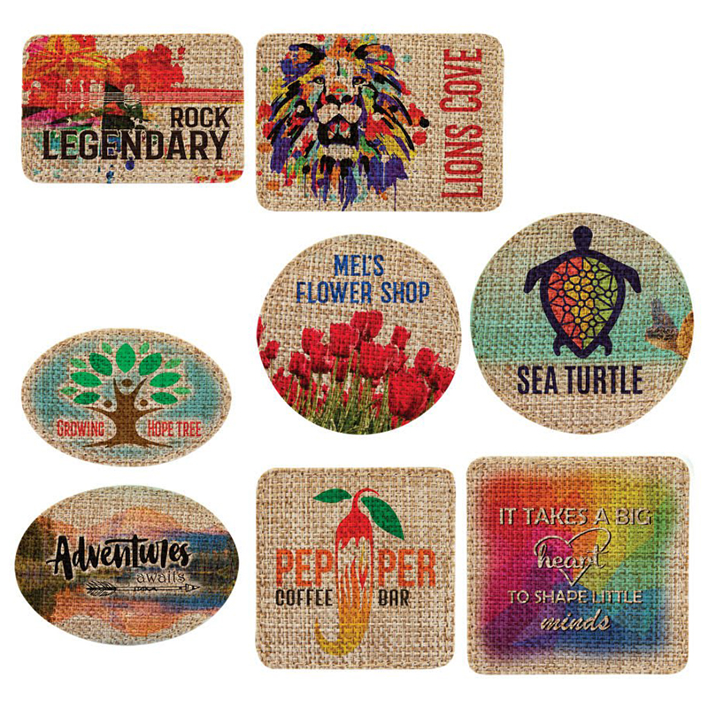 Tampalan Boleh Sublimat Hex Burlap 3' x 2' dengan Pelekat