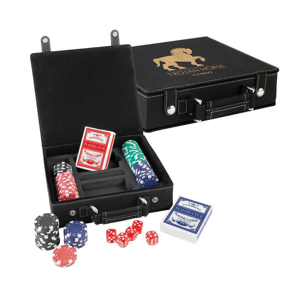 Set Poker, Kad dan Dadu Kulit Boleh Laser