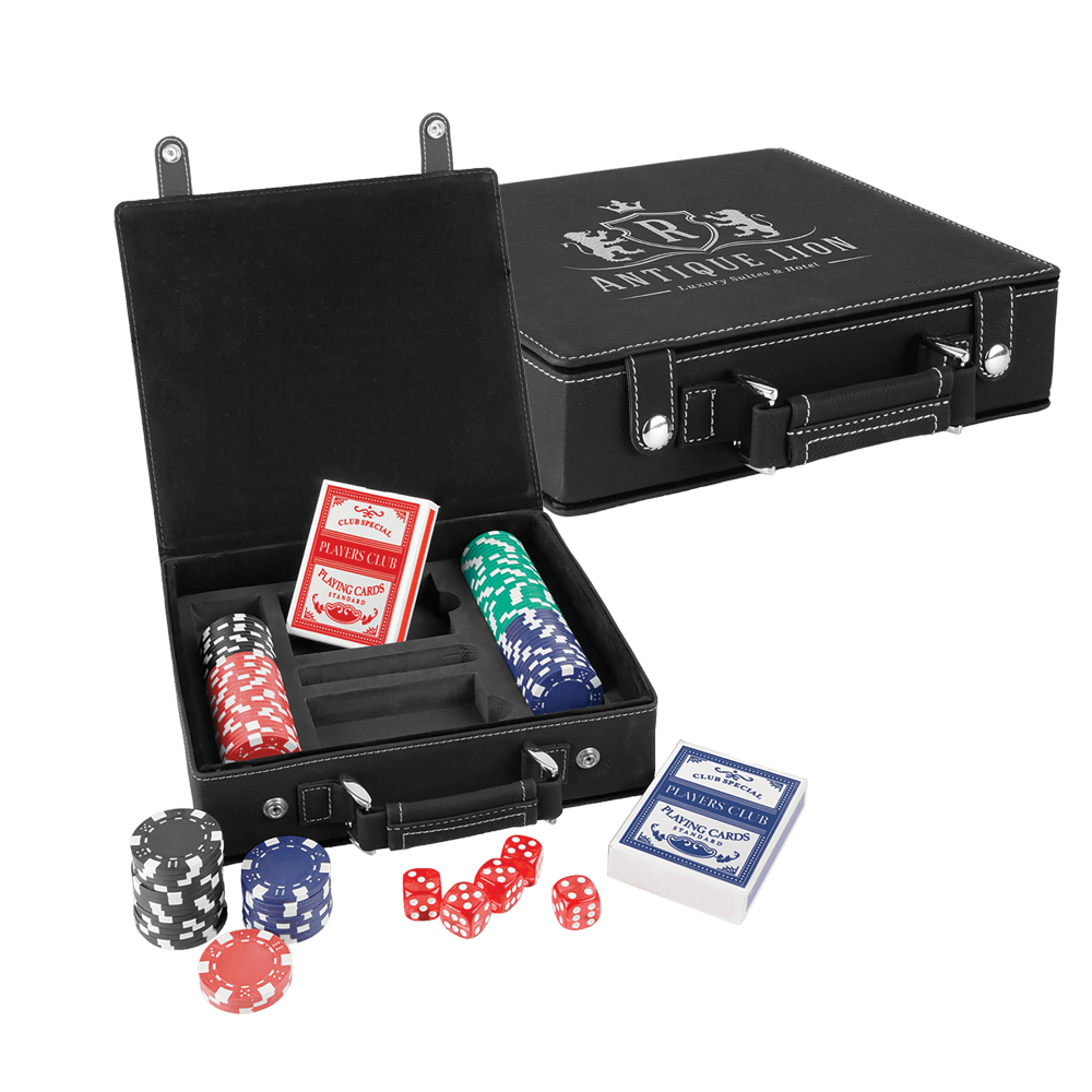 Set Poker, Kad dan Dadu Kulit Boleh Laser