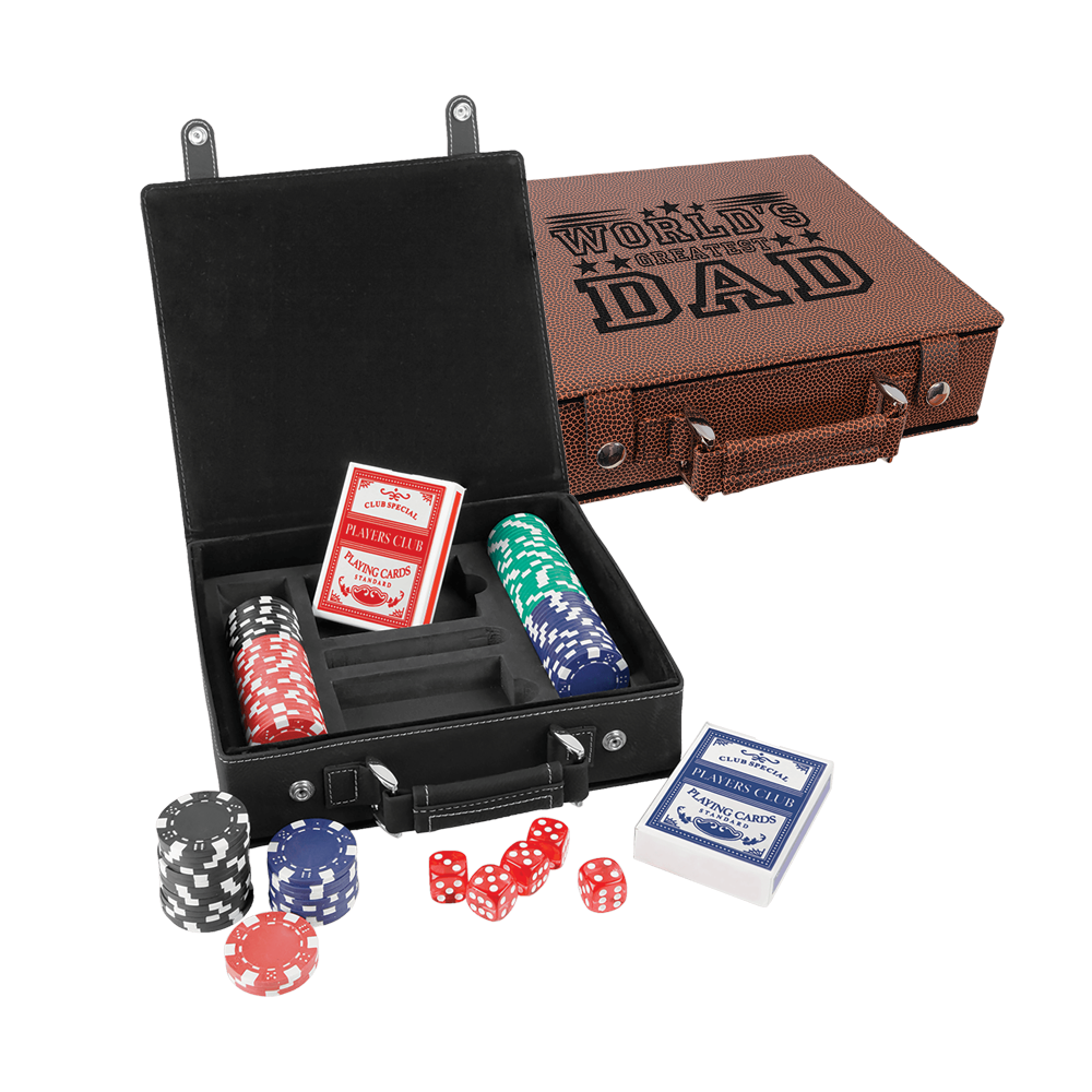 Set Poker, Kad dan Dadu Kulit Boleh Laser