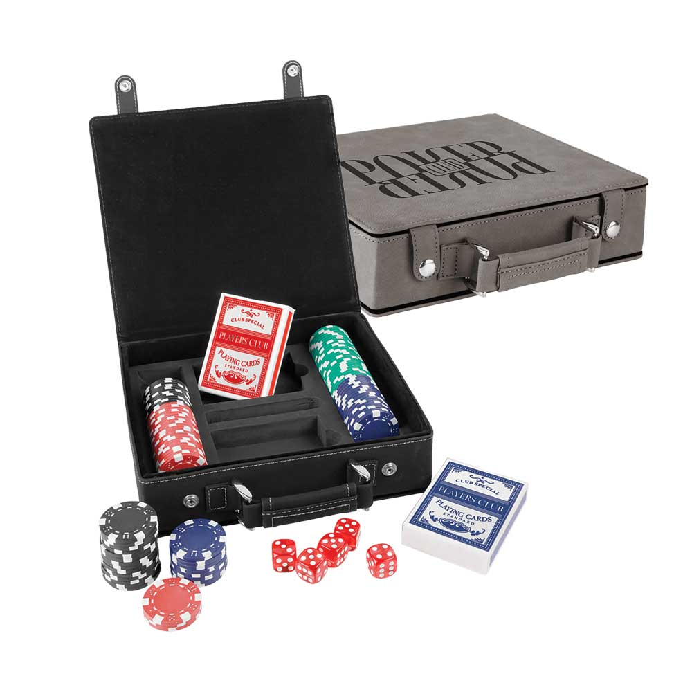 Set Poker, Kad dan Dadu Kulit Boleh Laser