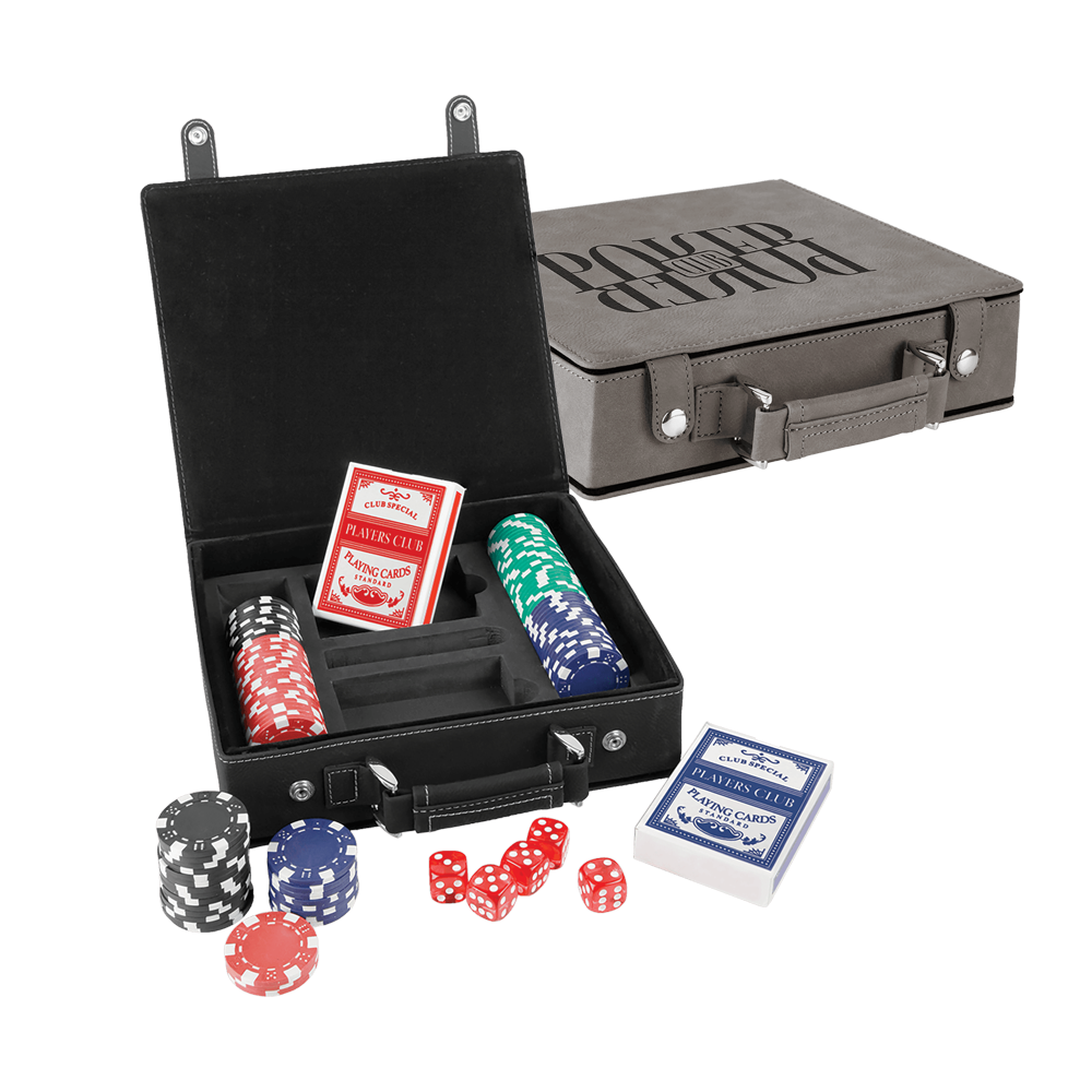 Set Poker, Kad dan Dadu Kulit Boleh Laser