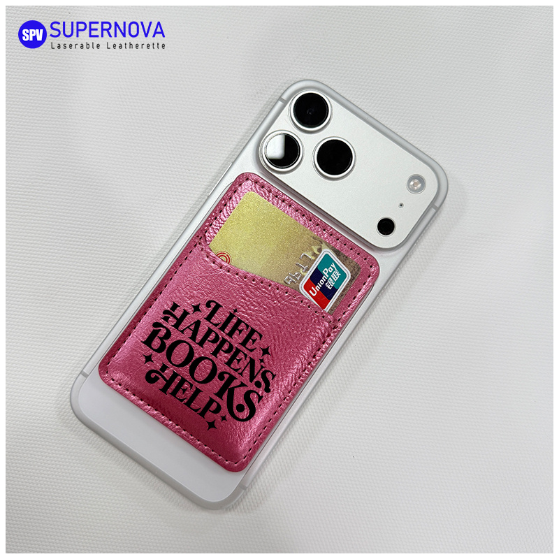 Pemegang Kad Telefon Kulit Kulit Boleh Laser dengan Magnet