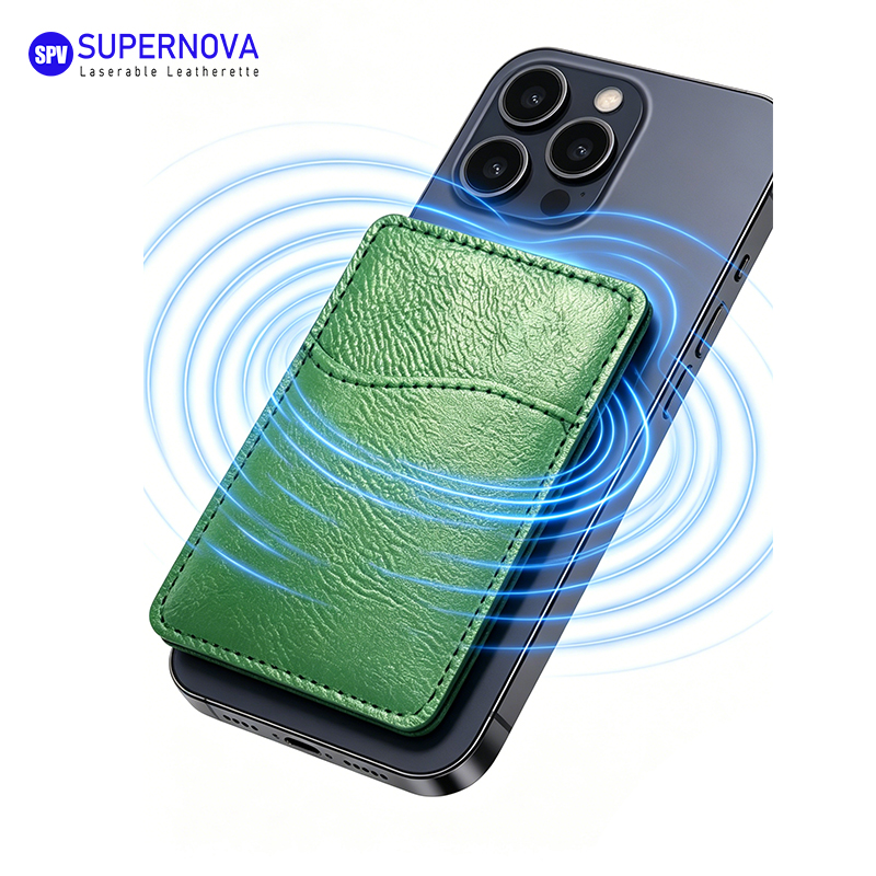 Pemegang Kad Telefon Kulit Kulit Boleh Laser dengan Magnet