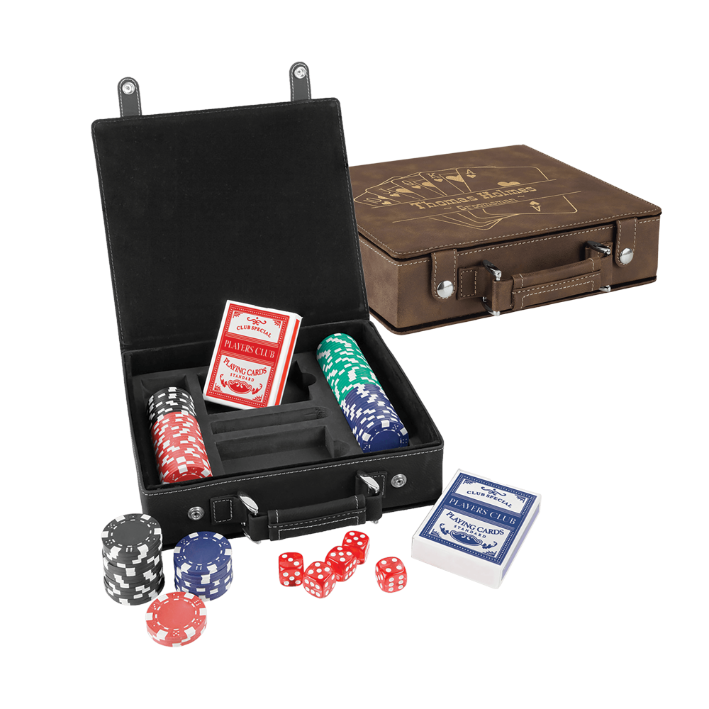 Set Poker, Kad dan Dadu Kulit Boleh Laser