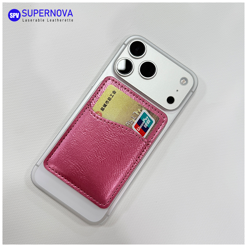 Pemegang Kad Telefon Kulit Kulit Boleh Laser dengan Magnet