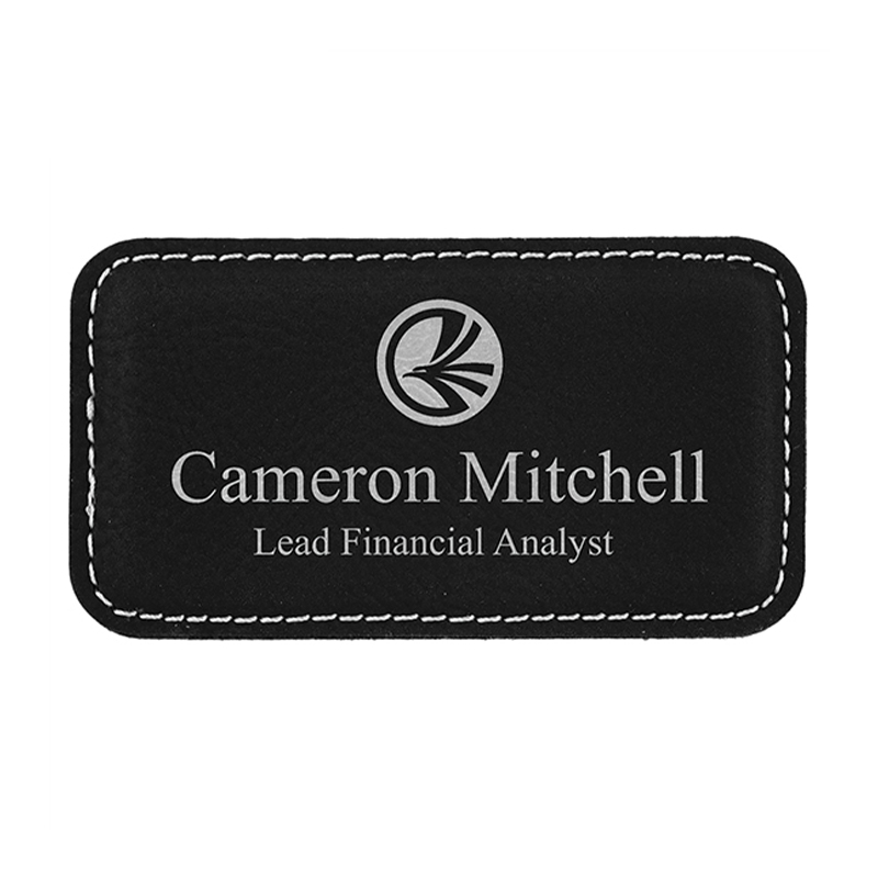 Lencana Segi Empat Kulit Kulit Boleh Dilaser Kosong dengan Magnet