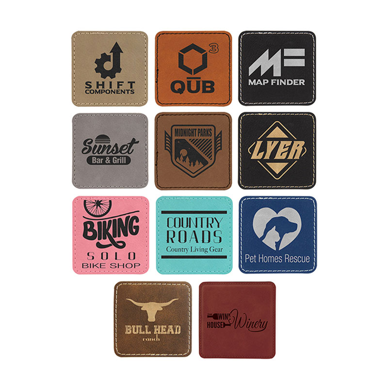 Coaster Kulit Kulit Persegi 4' x 4' Set 6-Coaster dengan Pemegang