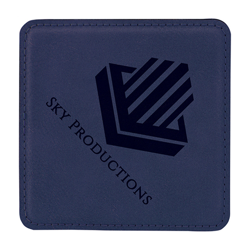Coaster Kulit Kulit Persegi 4' x 4' Set 6-Coaster dengan Pemegang