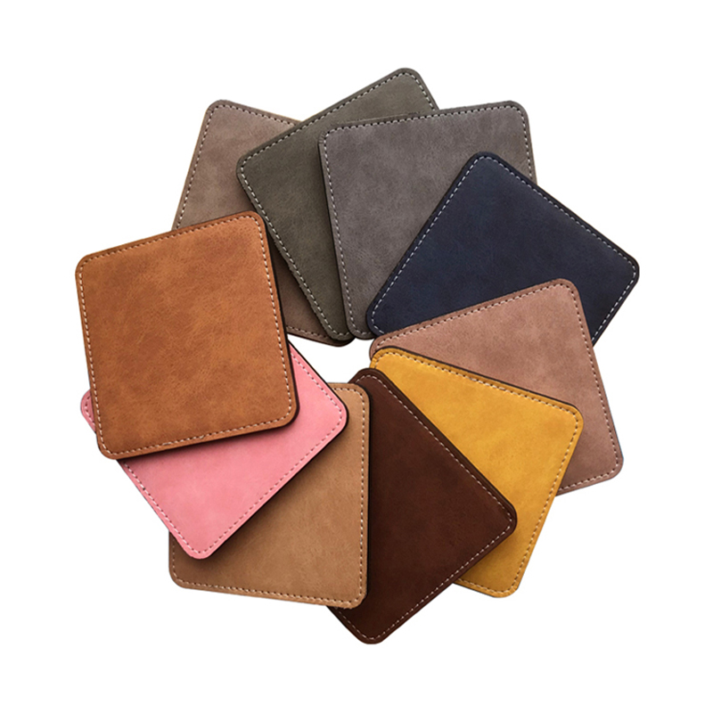 Sublimasi PU Kulit Mug Coaster -Segi empat