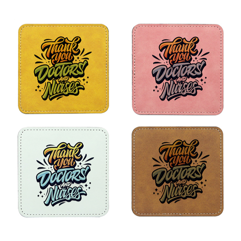 Sublimasi PU Kulit Mug Coaster -Segi empat
