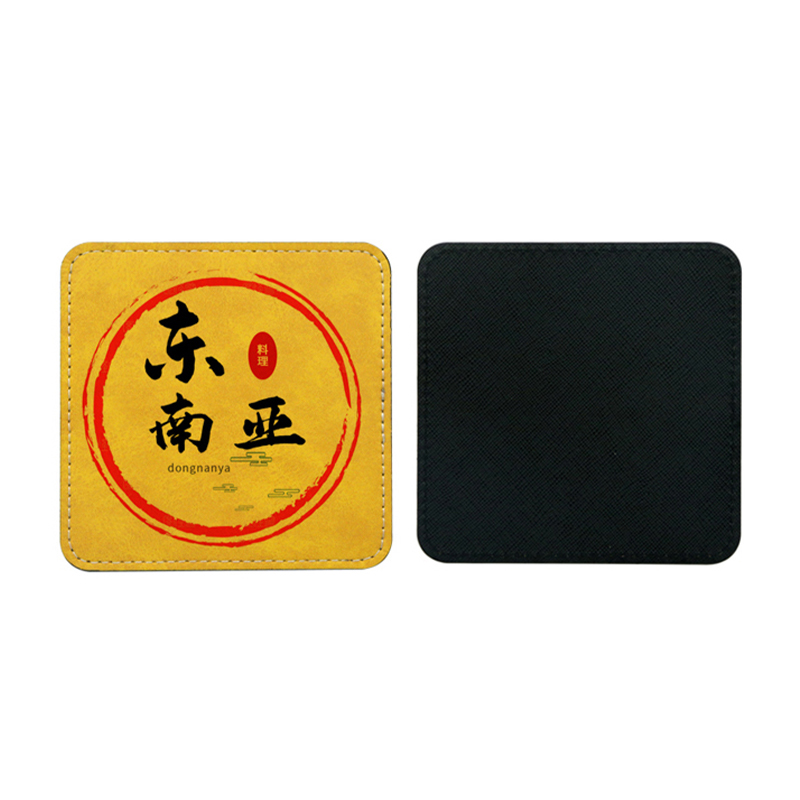 Sublimasi PU Kulit Mug Coaster -Segi empat