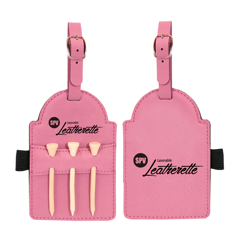 Tag Beg Golf Kulit Kulit Boleh Laser dengan Tee