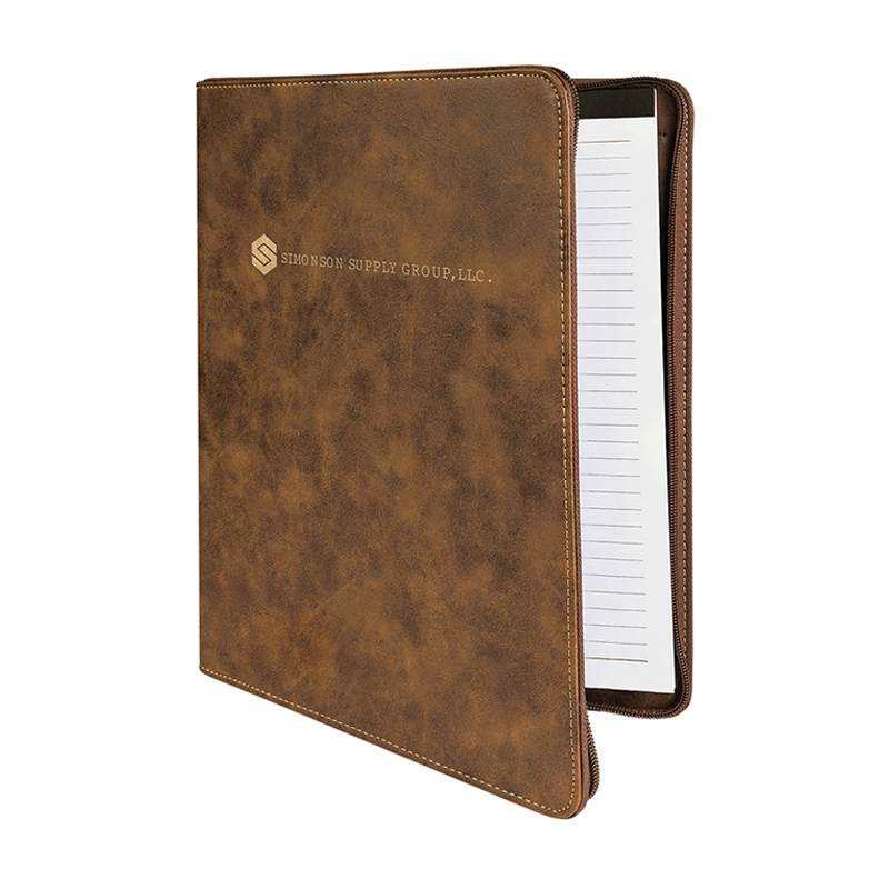 9 1/2' × 12' Portfolio Kulit Kulit dengan zip