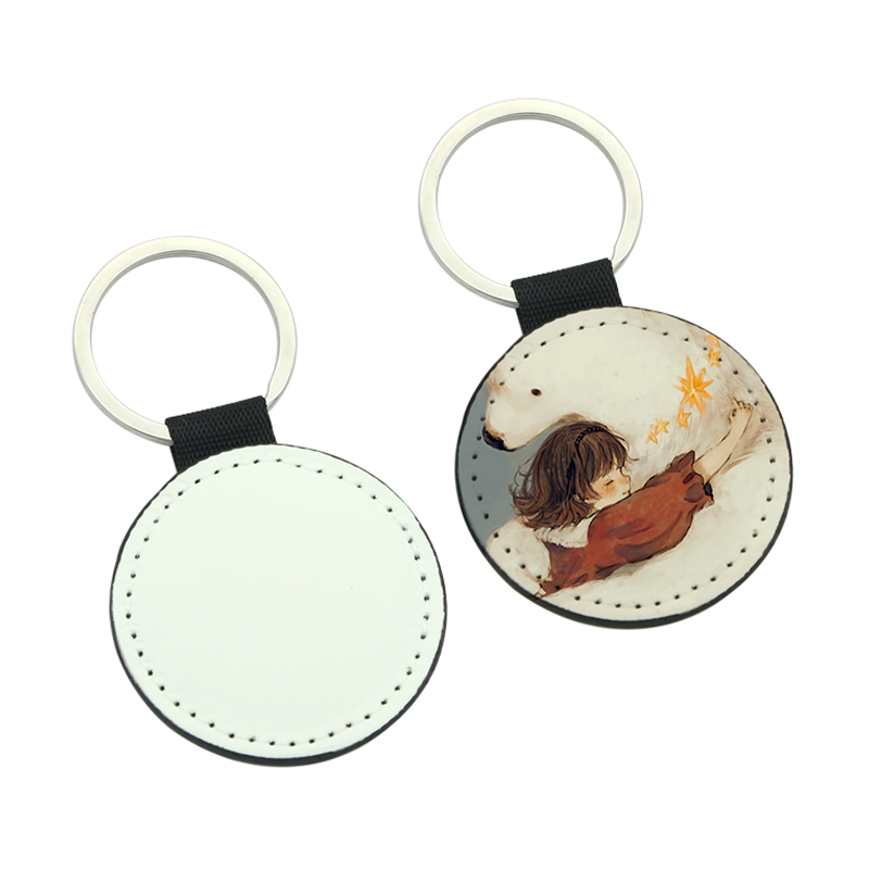 Sublimasi Pu Leather Round Keyring - Percetakan Dua Sebelah