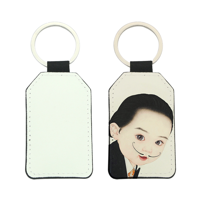 Sublimasi PU Leather Rectangle Keyring - Percetakan Dua Sisi