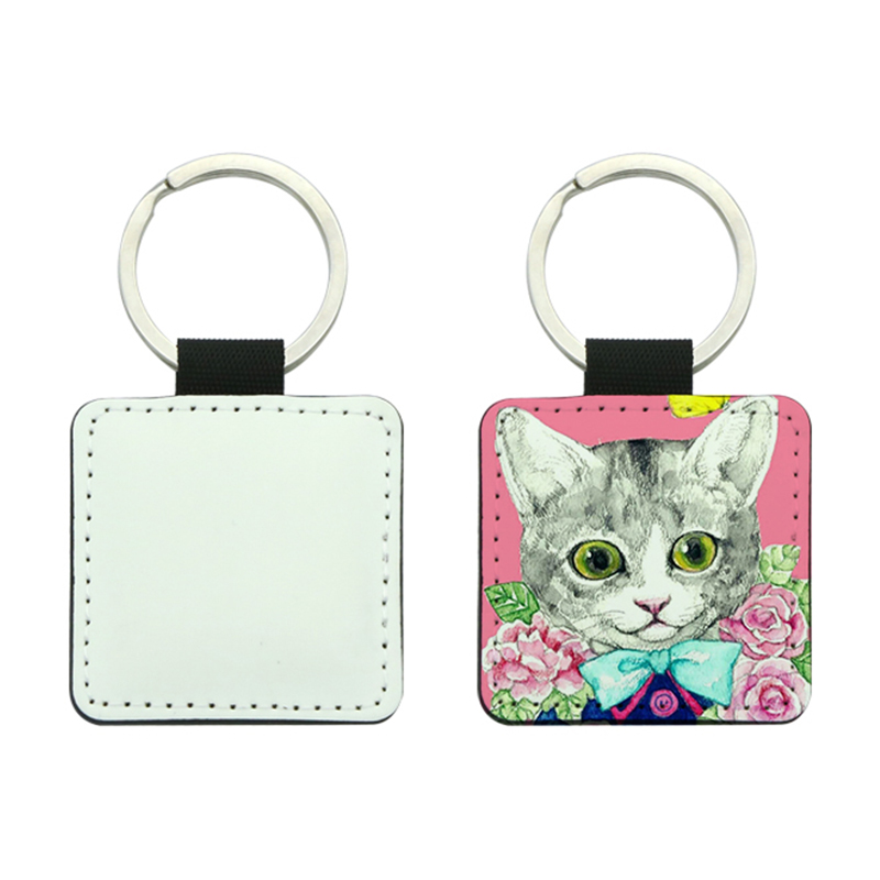 Sublimasi PU Leather Square Keyring - Percetakan Dua Sisi
