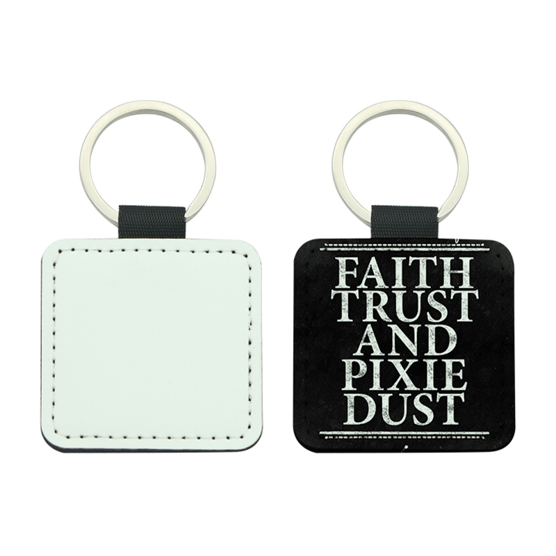 Sublimasi PU Leather Square Keyring - Percetakan Dua Sisi