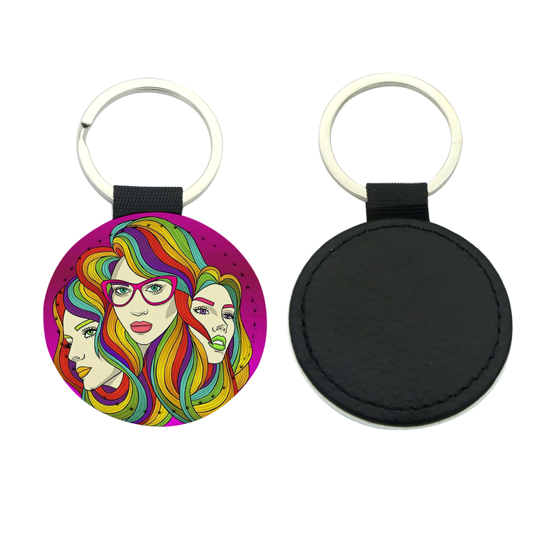 Sublimasi PU Leather Round Keyring - Percetakan Satu Sebelah