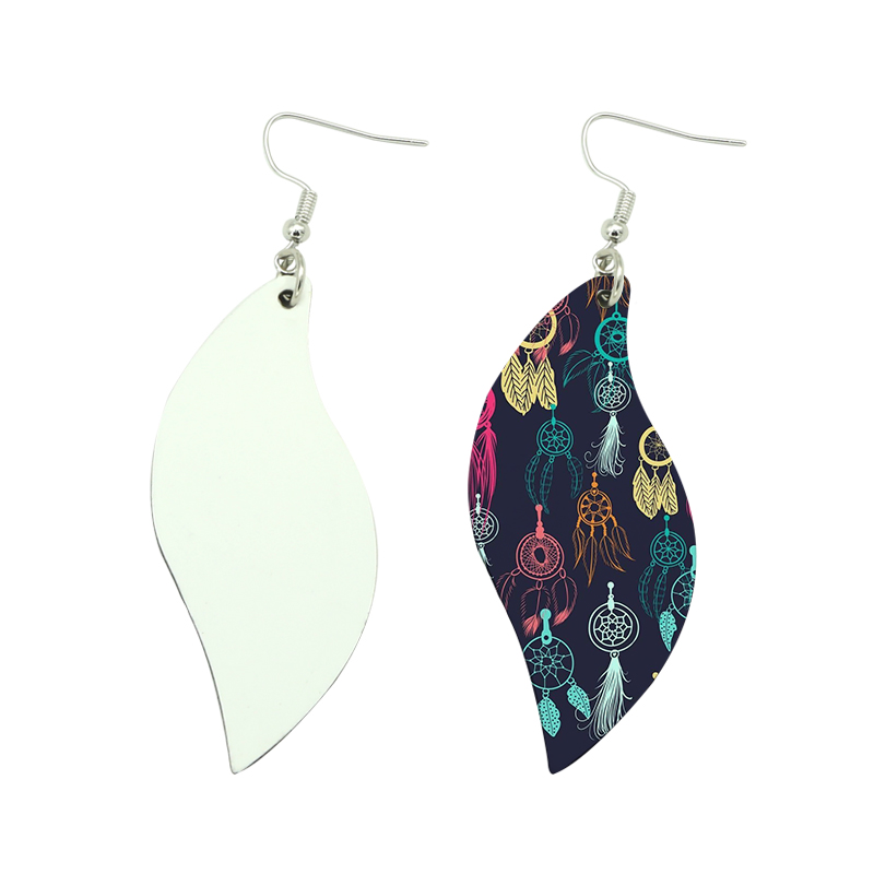 Sublimasi PU Kulit Bentuk Daun Anting-Anting (sepasang)