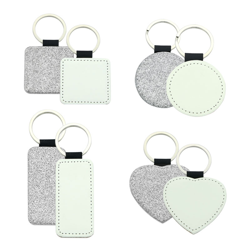 Pemejalwapan Bergemerlapan Leatherette Keychain Square - Percetakan Satu Sebelah Pemejalwapan Bergemerlapan Leatherette Keychain Square - Percetakan Satu Sebelah