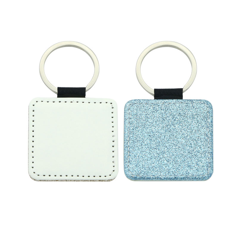 Pemejalwapan Bergemerlapan Leatherette Keychain Square - Percetakan Satu Sebelah Pemejalwapan Bergemerlapan Leatherette Keychain Square - Percetakan Satu Sebelah