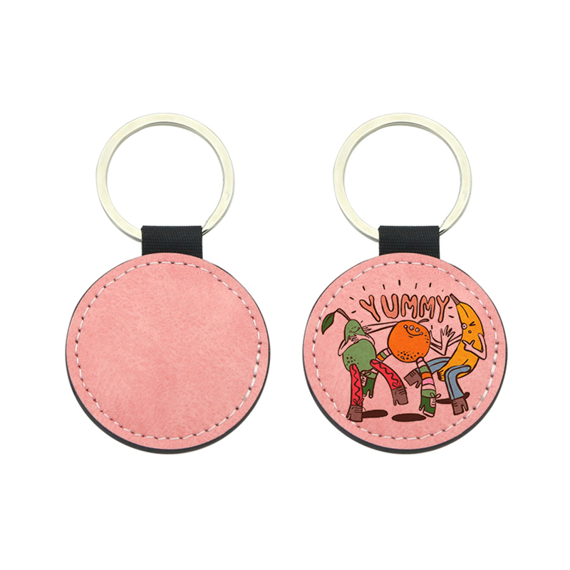 Sublimasi Pu Leather Round Keyring - Percetakan Dua Sebelah