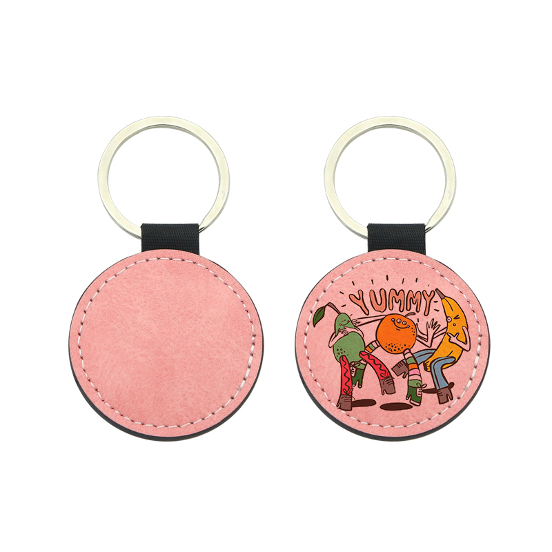 Sublimasi PU Leather Round Keyring - Percetakan Satu Sebelah