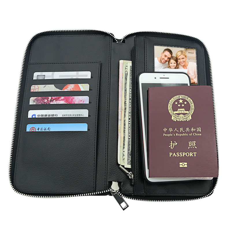 Pemegang Pasport Kulit Kulit Sublimasi dengan Zip dan Kulit PU Dalam
