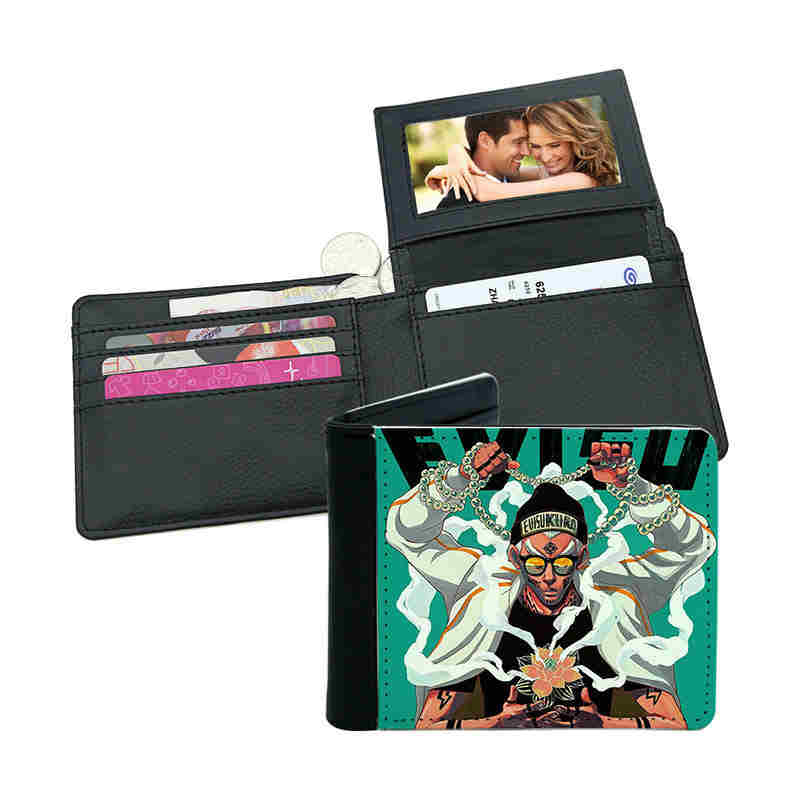 Dompet Bifold Kulit Kulit Sublimasi Lelaki dengan Pemegang Kad