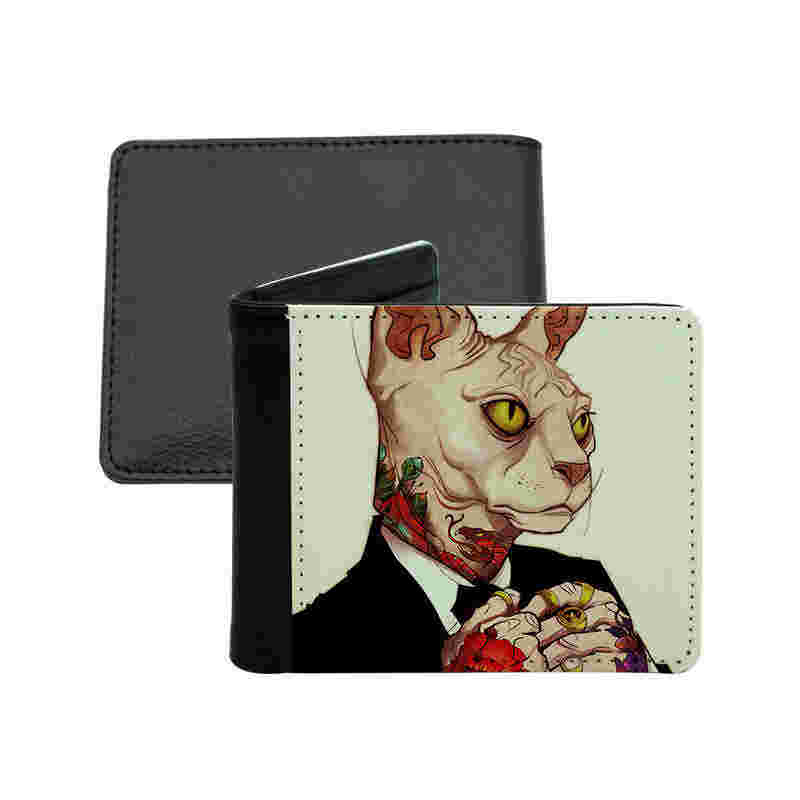Dompet Bifold Kulit Kulit Sublimasi Lelaki dengan Poket Syiling