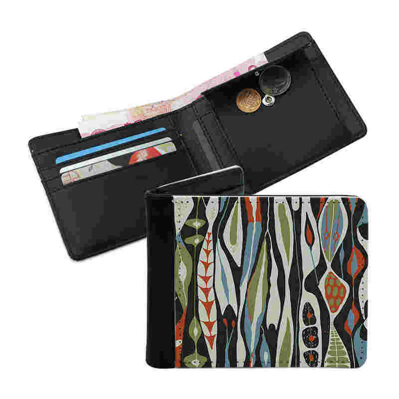 Dompet Bifold Kulit Kulit Sublimasi Lelaki dengan Poket Syiling
